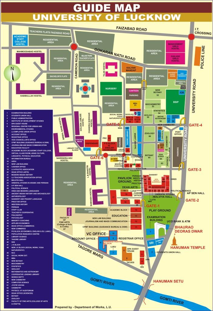 University Of Lucknow   Campus Map