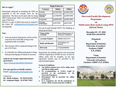 FDP ON MULTIVARIATE DATA ANALYSIS USING SPSS BROCHURE