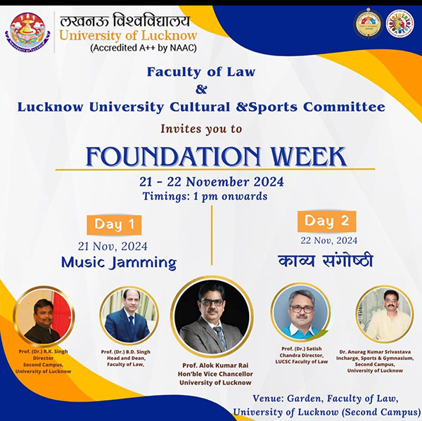 Lucknow University Cultural & Sports Committee Invites you to Foundation Week 21-22 November 2024