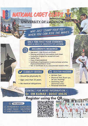 Admission Notice for NCC Naval Wing University of Lucknow