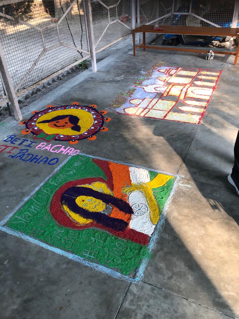 Painting Rangoli and other compititions at Tilak Hall