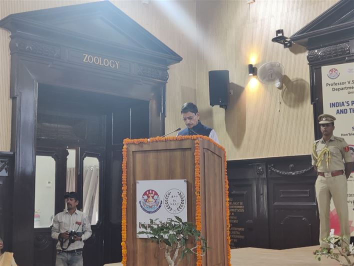 Glimpses of &quot;Prof. V.S. Ram Memorial Lecture&quot;. Organized by the Department of Political Science, University of Lucknow on 20th May, 2023. The Chief guest was His Excellency Mr. R.N. Ravi, Hon&apos;ble Governor, Tamil Nadu. Prof. Alok Kumar Rai, Hon&apos;ble Vice Ch