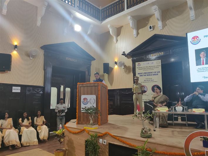 Glimpses of &quot;Prof. V.S. Ram Memorial Lecture&quot;. Organized by the Department of Political Science, University of Lucknow on 20th May, 2023. The Chief guest was His Excellency Mr. R.N. Ravi, Hon&apos;ble Governor, Tamil Nadu. Prof. Alok Kumar Rai, Hon&apos;ble Vice Ch