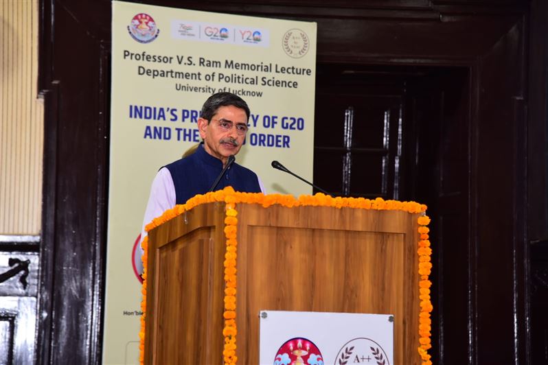 Glimpses of &quot;Prof. V.S. Ram Memorial Lecture&quot;. Organized by the Department of Political Science, University of Lucknow on 20th May, 2023. The Chief guest was His Excellency Mr. R.N. Ravi, Hon&apos;ble Governor, Tamil Nadu. Prof. Alok Kumar Rai, Hon&apos;ble Vice Ch